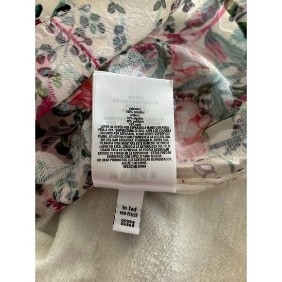 TED BAKER Rayshel Sweater Woven Front Floral Womens Size 0 Ivory Long Sleeve - Picture 8 of 9